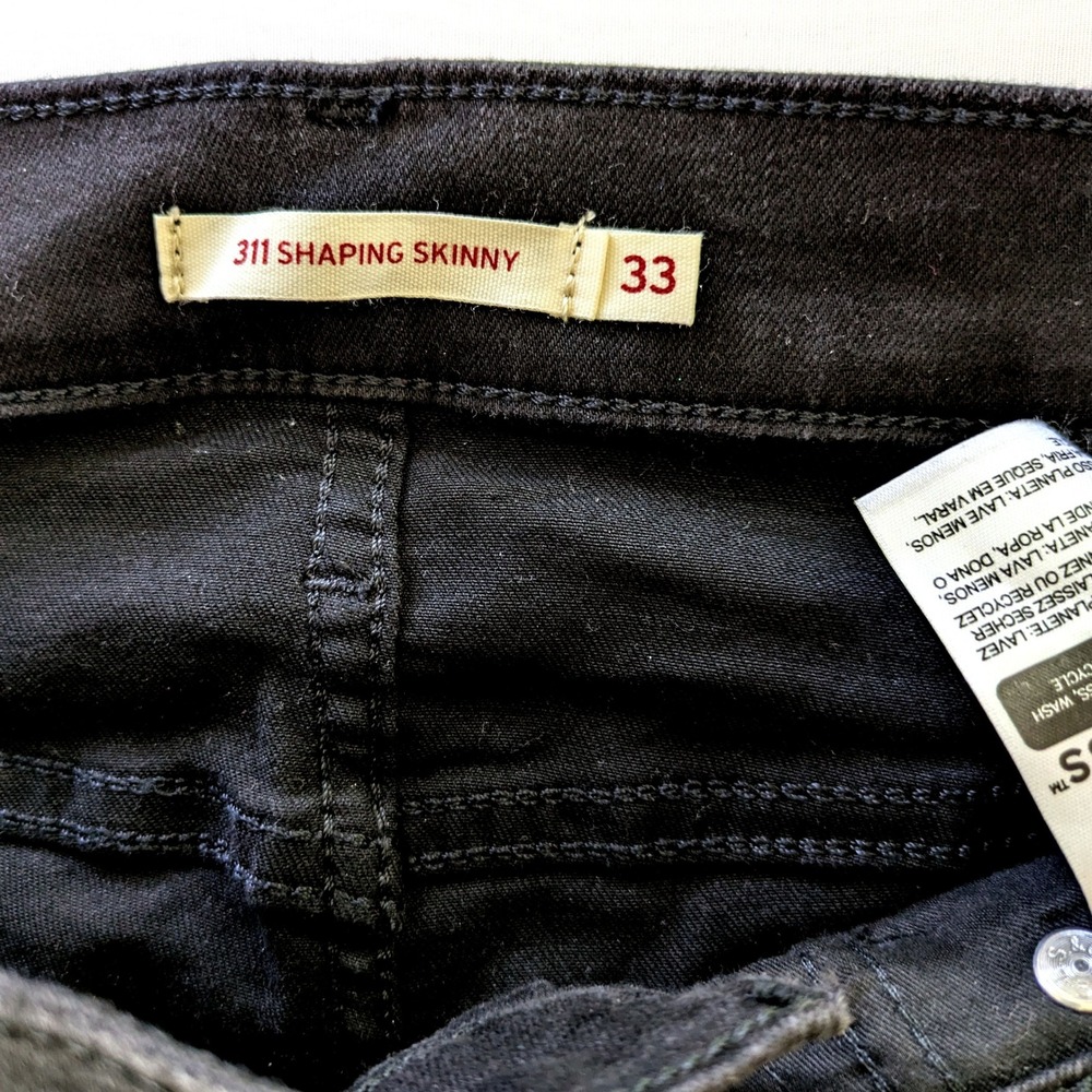 Levis 311 Shaping Skinny Jeans Womens 33 Black Tab Mid Rise Stretch Denim Pants - Picture 4 of 6